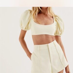For Love And Lemons Cream High Waist Shorts Set